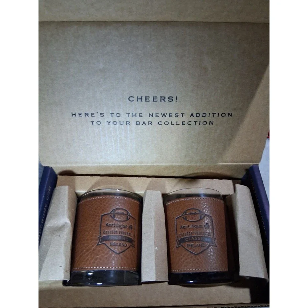 Clayton and Crume Handcrafted Leather Goods college football bar glasses